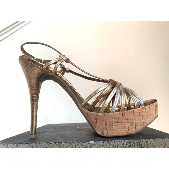 BCBGeneration Santos gold platform sandals, New, 7.5 - Picture 4 of 12